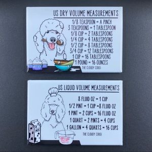 White Standard Poodle Measuring Chart Magnet Set Kitchen Cooking & Baking Guide